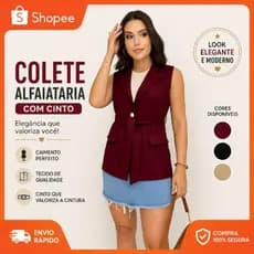 Colete Feminino Comprido tecido alfaiataria tendencia 2026