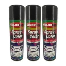Kit 3 Tinta Spray Automotivo Preto Brilhante Rápido Colorgin 300ml