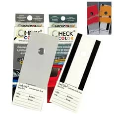 Cartela para Acerto de Cor Profissional Tinta Automotiva- 100 Unidades - Check Color Com Listra Preta e Primer Furo