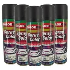 5 Tinta Spray Automotivo Preto Fosco Color Colorgin 300ml