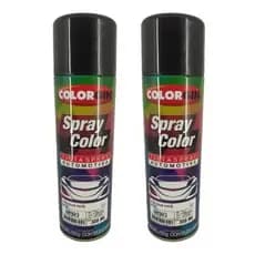 Kit 2 Tinta Spray Automotivo Preto Brilhante Rápido Colorgin 300ml