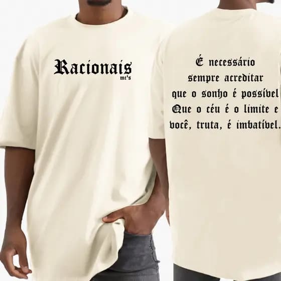 Camiseta Racionais Mc's Música Rap Nacional Camisa Masculina Algodão Plus Size Unissex
