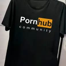 Camisa Masculina Algodão Preta PornHub Community Camiseta Adulto 18+ Lançamento