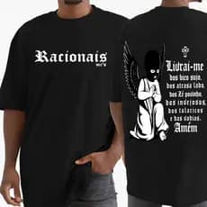 Camiseta Masculina Algodão Racionais Mc's Oração Livrai-me Dos Bico Sujo Frases