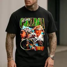 Camiseta Luiz Gonzaga Rei do Baião Graphic Tees Blusa Algodão Unissex Plus Size