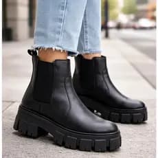 Bota Chelsea Feminino Cano Curto Tratorada Coturno Elástico Macia Confortável