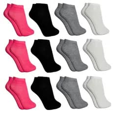 KIT 12 Pares de Meia Soquete Cano Curto em Algodão Macio Super Confortável Masculino Feminino