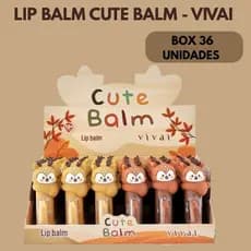 Lip Balm Cute Balm Vivai | Box com 36 Unidades | Hidratante Labial Infantil e Teen | Maquiagem para Revenda