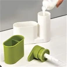 Dispenser Porta Detergente Sabonete Líquido Cozinha Banheiro Cor Branco/verde
