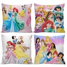 Kit 4 Capa Para Almofada Fronha Quarto Sala Decorativas Zíper Infantil Princesas da Disney Frozen