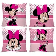Kit 4 Capa para Almofada Fronha Quarto Sala Decorativas Zíper 0.45x0.45cm Infantil Minnie e Mickey