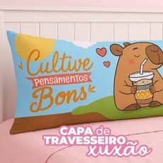 Travesseiro De Corpo Com Fronha Xuxinho Fibra de Silicone Personalizado 0.90x0.30cm Capivara