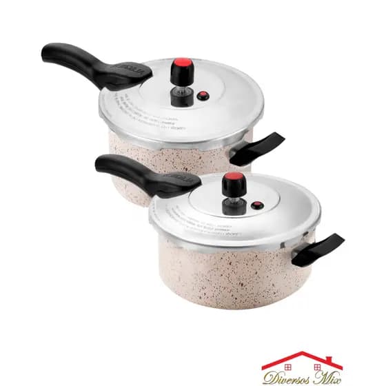 Conjunto Panela De Pressão 4,5L + Panela de Pressão 3L Teflon Fechamento Externo
