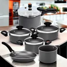 Kit 6 Peças Panelas Antiaderente + Panela de Pressão Externa 4,5L