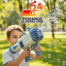 Bazuka Maquina Lança bolhas de sabão 50 ml colorido azul rosa brinquedo infantil lançador de bolha