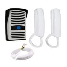 Kit Interfone Porteiro Eletrônico Campanhia Monofone + Extensão + Cabo 50 Metros