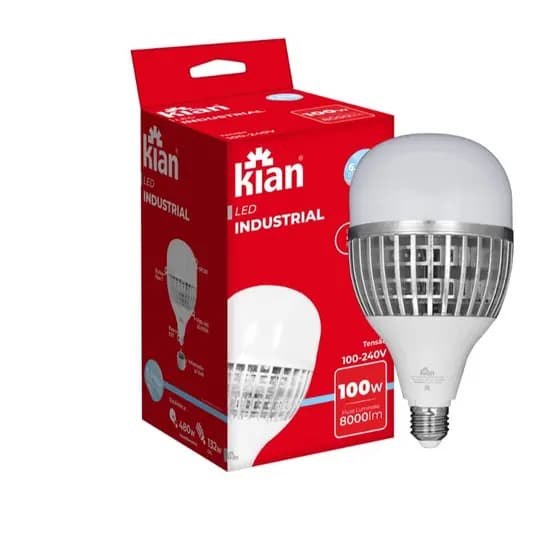 Lâmpada Led Industrial Bulbo T 100W E27/E40 6.500K Branca Fria Kian