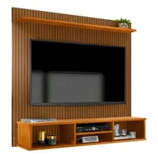 Home Painel Suspenso Simples Tv Sala 50 Pol Ripado Com Nicho Ripado / Naturale