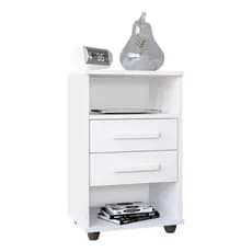 Mesa De Cabeceira Duda Espaço P/ Livros Gavetas Nicho Quarto Cor Branco
