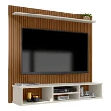 Home Painel Suspenso Simples Tv Sala 50 Pol Ripado Com Nicho Ripado / Off White