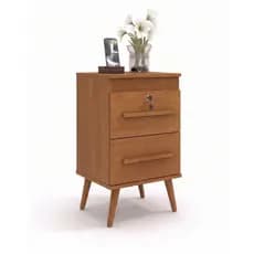 Mesa De Cabeceira Box 2 Gavetas Retrô Com Chave Quarto Cor Canelato