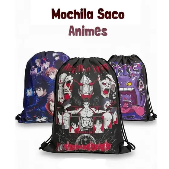 Mochila saco animes | Jujutsu Kaisen | Shingeki no Kyojin | Jojo
