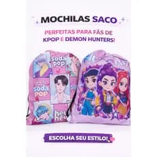 Mochila Saco | Kpop | Kpop Demon Hunters | Huntrix | Criança | Escola