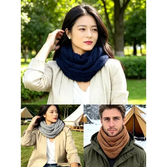 Gola Tricot Cachecol Duas Voltas Macio Lã Tendência Inverno Moda Feminino/Masculino Unissex..s