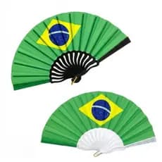 Leque De Mão Bandeira Do Brasil Dobrável Portátil 42cm Para Festa Dança Torcida--s