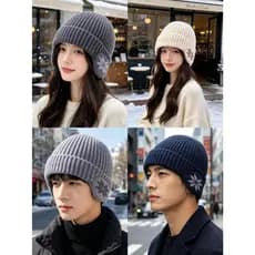 Gorro Touca De La Com Proteçao Para Orelhas Inverno Frio Gorro Termico Unissex Com Estampa Floco De Nerve..s
