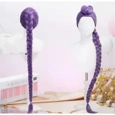 Peruca Guerreiras do Kpop Cosplay Peruca Rumi Roxo Cabelo Longo Trança..