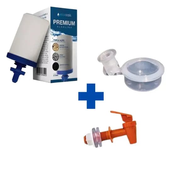 Kit Vela Tripla Ação Premium Alcalina + 1 Boia + 1 Torneira Marrom Filtro De Barro São João