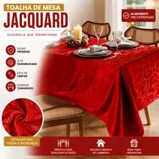 Toalha de Mesa Jacquard Luxo | Tecido Grosso, Elegante e Sofisticado - Mesa de 4 Lugares