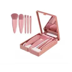 Kit Mini Estojo De 5 Pinceis Para Maquiagem Com Espelho