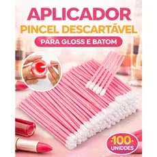 Kit 50 a 100 Aplicador de Gloss e Batom Descartável Pincel Labial Profissional Higiênico e Preciso