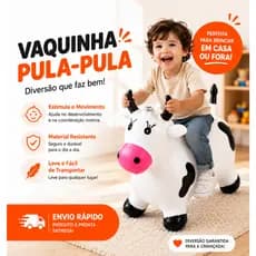 Vaquinha Upa Upa Musical Infantil com Luz LED Brinquedo Inflável Pocotó Divertido