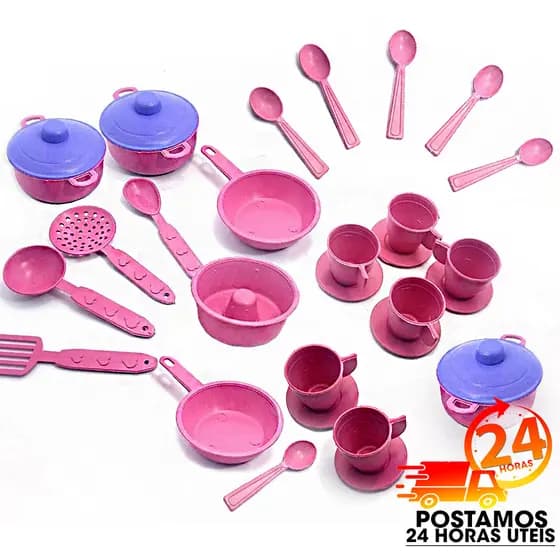 Kit Brinquedo 1 Hora do Café + 1 Sonho de Cozinha + 1 Minha Cozinha Panelinha Pires Colheres Colher