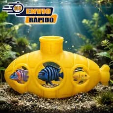 Submarino Enfeite Para Aquário toca Esconderijo Abrigo Decoração Anti-Estresse Peixe Betta, Ciclídeo