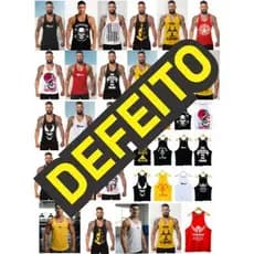 Camiseta Regata Cavada Academia Musculação  Masculina Lisa com Defeito