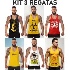 Kit 3 Regatas Masculinas Cavada -atacado Academia sortidas Aleatórias