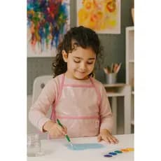 Kit 10 Avental Infantil c bolso pintura escolar unissex impermeável criança transparente pvc cristal