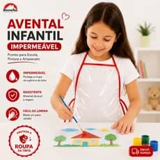 Kit 6 Avental Infantil pintura escolar unissex impermeável criança transparente pvc cristal oficina