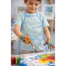 15 Avental Criança Infantil Unissex bolso divisória, Impermeável, escolar Pvc Transparente Lavável