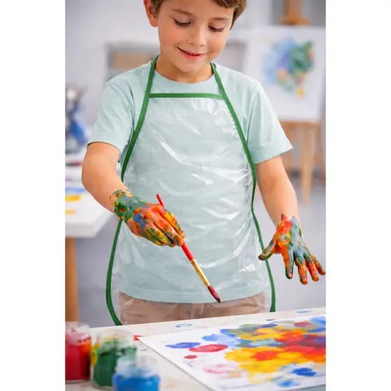 6 Aventais Infantil Pintura Escolar Unisex Plastico Impermeável Criança Transparente Culinaria Festa