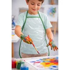 30 Avental Infantil Unissex, Pvc Transparente Impermeável, Lavável Pintura Escolar Culinária 35x50cm