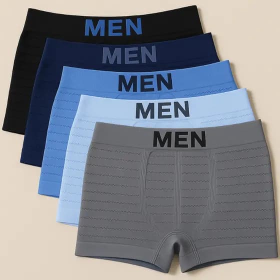 Kit 5 Cueca Box Masculina Sem Costura Cueca Masculina Boxer Kit de Cuecas Adulto Microfibra Premium