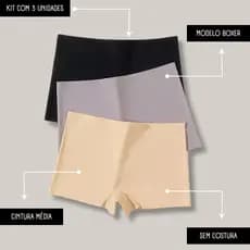 Kit 3 Calcinha Boxer Feminina Sem Costura Cueca Feminina Calcinha Cueca Feminina Confortável