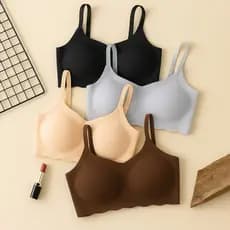 Kit 2 Top Sutiã Feminino Liso Sem Costura com Bojo Removível Bordas de Ondas e Alça Ajustável