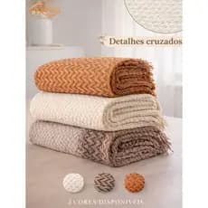 Manta de Tricô Decorativa para Sofá Cobertor Texturizado Luxo para Cama e Sala