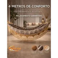 Rede de Descanso Indiana Luxo 4 Metros Em Algodão Confortável Resistente Estilo Premium Para Casa